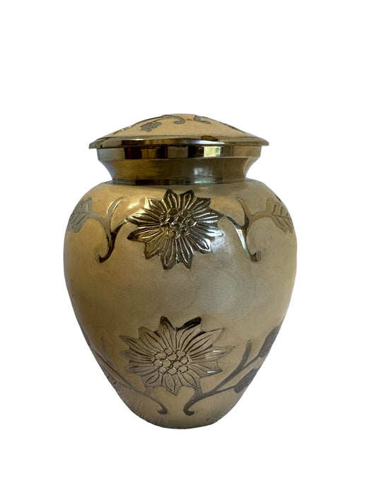 BEIGE WITH FLOWERS PET URN