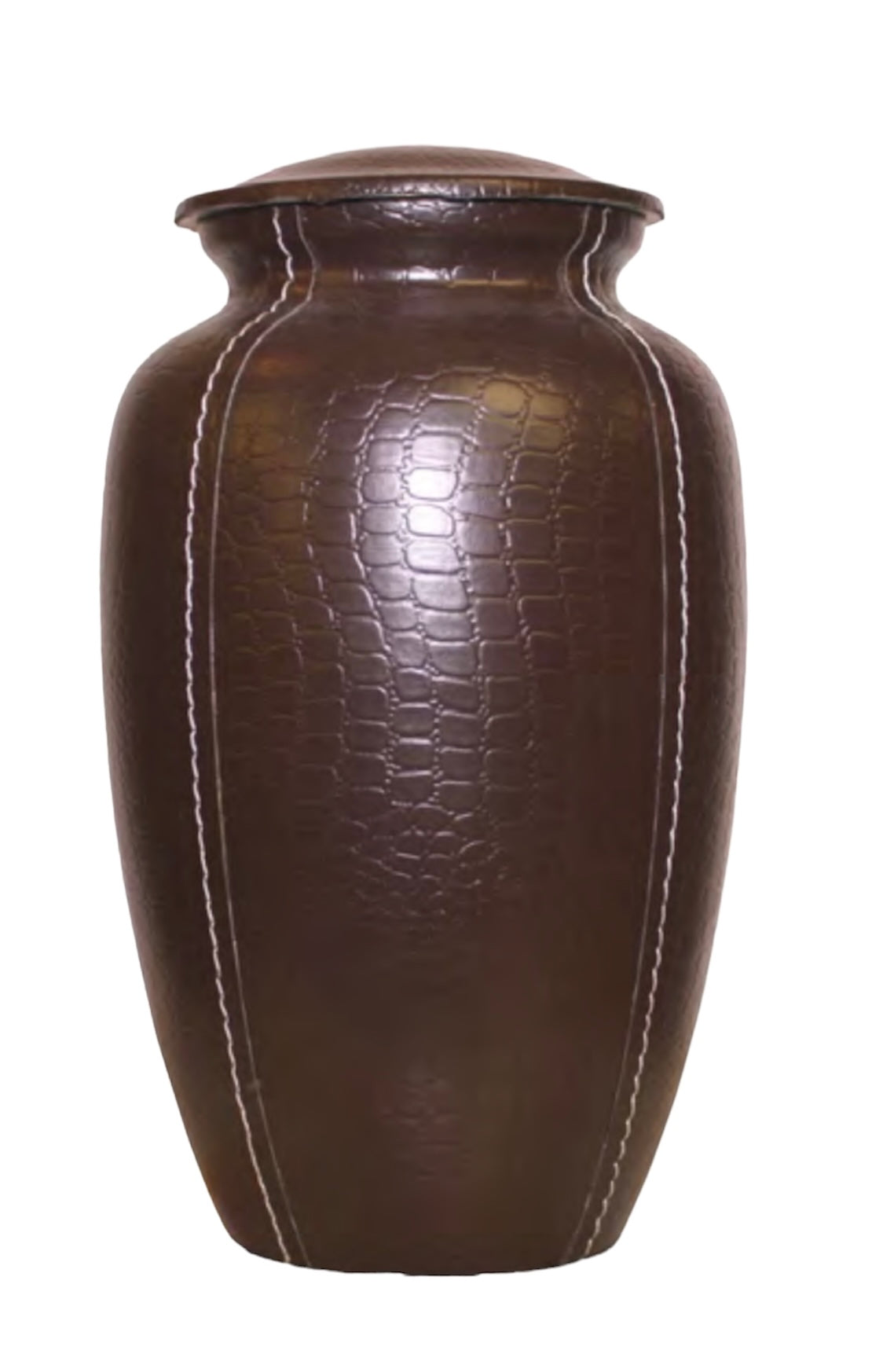 BROWN LEATHER URN