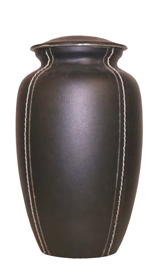 BLACK LEATHER URN