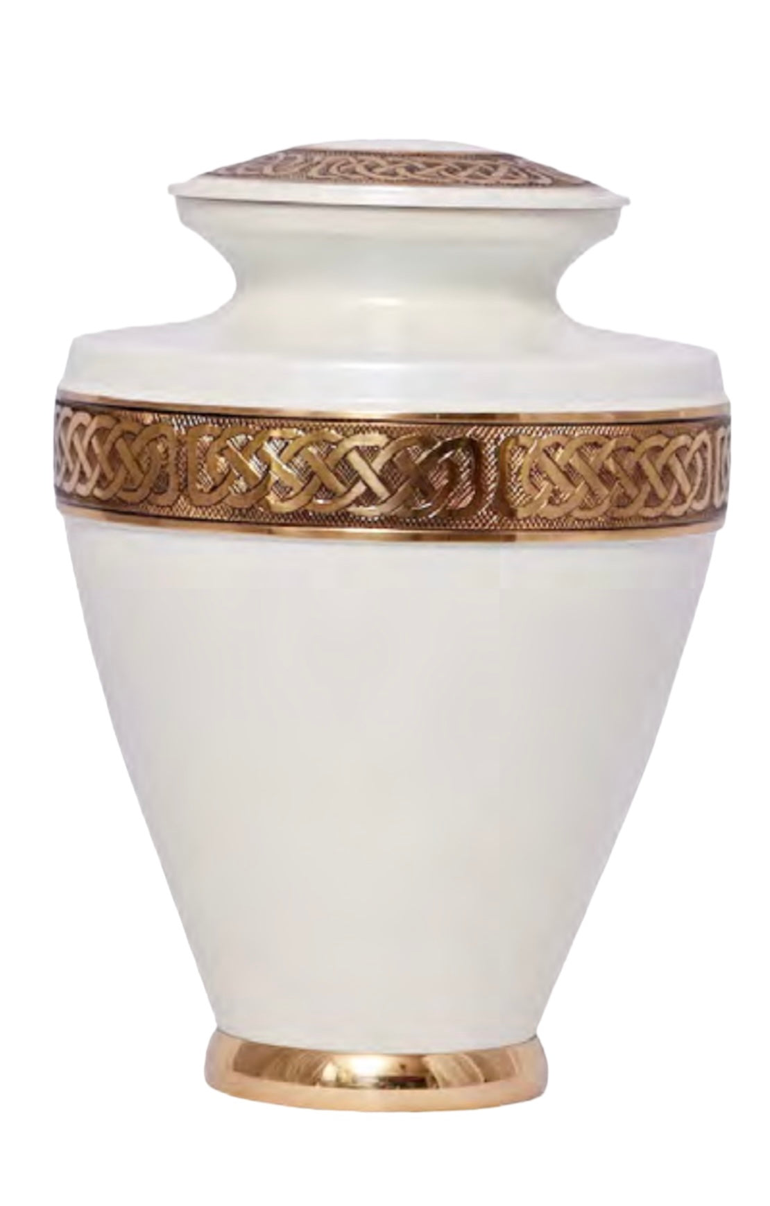 WHITE AND GOLD CELTIC URN