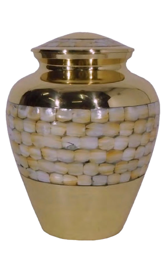 BRASS MOP INLAY URN